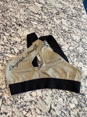 Doughnuts & deadlifts Sports Bra small